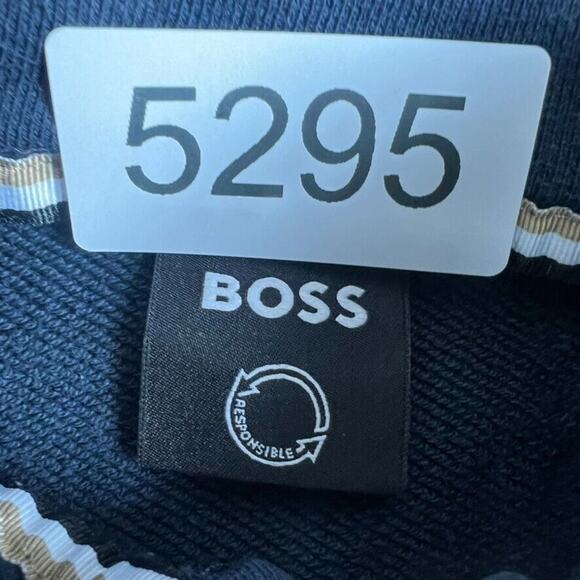 Hugo Boss Hoodie Sweater Jacket Mens medium Blue Full Zip Boss Logo - Picture 11 of 16